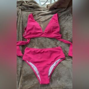 Ribbed Pink Bikini Set